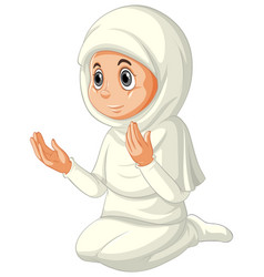 Arab muslim girl in traditional clothing praying Vector Image