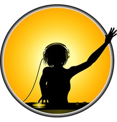 Male and female dj and record decks Royalty Free Vector