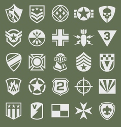 Military icons symbol set on navy Royalty Free Vector Image