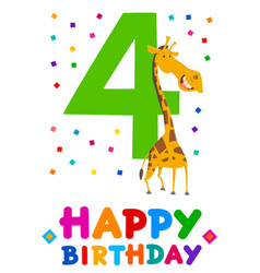 Happy birthday 4 years Royalty Free Vector Image