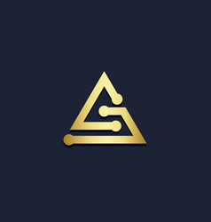 Ovale wave s initial gold logo Royalty Free Vector Image