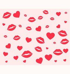 Lips and hearts pattern for valentines day vector