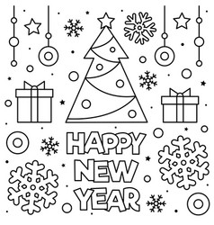 Happy new year coloring page Royalty Free Vector Image