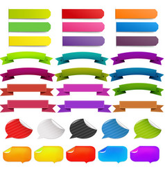 Colorful ribbons and label set Royalty Free Vector Image