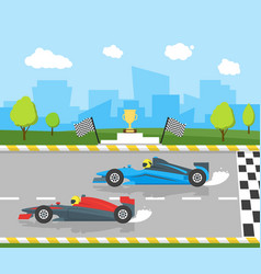 Cartoon car racing sport professional competition Vector Image