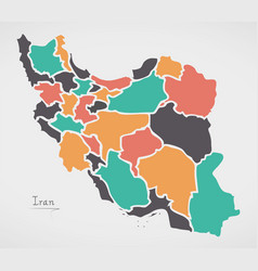 iran map with states and modern round shapes vector