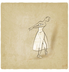 Ballerina sketch dancing studio symbol Royalty Free Vector