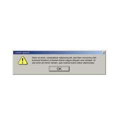 Old computer window with error message retro pc Vector Image