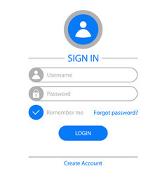 Login screen ui design Royalty Free Vector Image