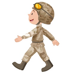 Soldier in green uniform walking Royalty Free Vector Image