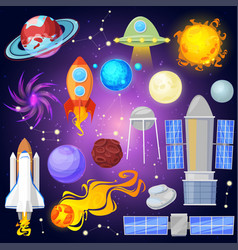Space planets and spaceship in planetary Vector Image
