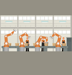 Cartoon automated machinery manufacturing Vector Image
