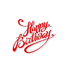 Happy Birthday lettering calligraphy red card Vector Image