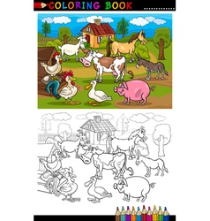 Black and white coloring page cow in the ranch Vector Image