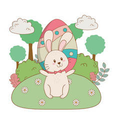 Cute rabbit cartoon holding easter egg Royalty Free Vector