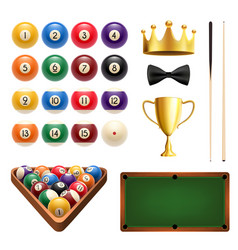 Billiards sport game balls and cues Royalty Free Vector
