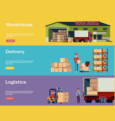 Warehouse Horizontal Banners Set Royalty Free Vector Image