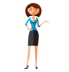 Smiling flat cartoon business office woman in suit