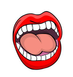 Shouting lips with teeth and tongue cartoon Vector Image