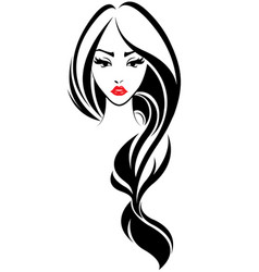 Women long hair style icon logo women face on Vector Image