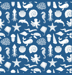 Abstract dolphin seamless pattern in kid-style Vector Image