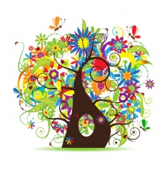 Floral tree Royalty Free Vector Image - VectorStock