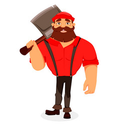 Lumberjack handsome logger cartoon character Vector Image