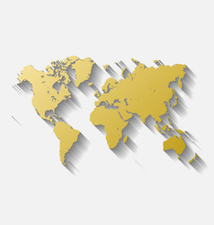 Golden World Map Silhouette Metal Like Design Vector Image