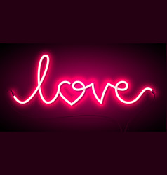 Heart with arrow neon sign Royalty Free Vector Image