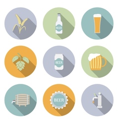 Beer icons set minimalistic flat design Royalty Free Vector
