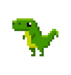 Pixel art 8-bit cartoon dinosaur saying hello Vector Image