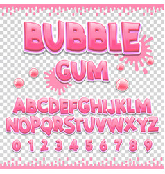 Bubble gum font pink sweet candy latin Royalty Free Vector