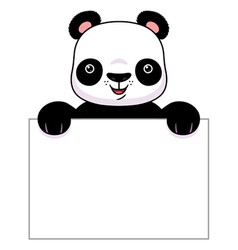 Cute panda cartoon holding blank sign Royalty Free Vector