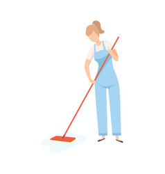 Girl Mopping The Floor With Bucket Royalty Free Vector Image