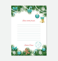 Christmas letter from santa claus template a4 Vector Image