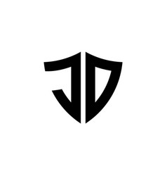 Jd monogram logo with shield shape Royalty Free Vector Image