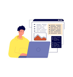 Developer working on laptop Royalty Free Vector Image