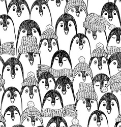 Cute penguins seamless pattern with cartoon Vector Image