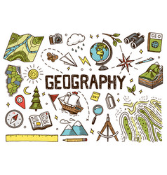 Set of geography symbols equipments for web Vector Image