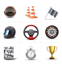 Car racing icons set Royalty Free Vector Image