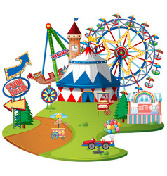 Fun fair theme park on isolated background Vector Image