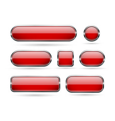 Red 3d icons glass shiny buttons Royalty Free Vector Image