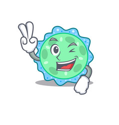 Happy Pseudomonas Cartoon Design With Two Fingers Vector Image Happy Pseudomonas Cartoon Design With Two Fingers Vector Image