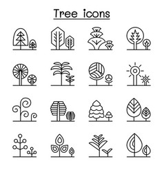 tree forest park icon set in thin line style vector image