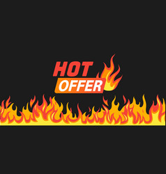 Hot price logo design with burning fire element vector image