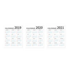 Mockup Simple Calendar Layout For 2019 To 2025 Vector Image