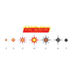 Nuclear explosion pixel art 8 bit fire objects Vector Image