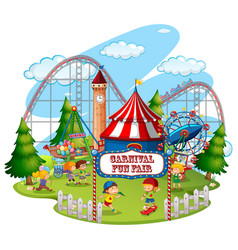 Fun fair theme park on isolated background Vector Image