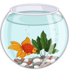 Cartoon goldfish swimming in fishbowl Royalty Free Vector