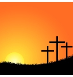 Three crosses on a hill Royalty Free Vector Image